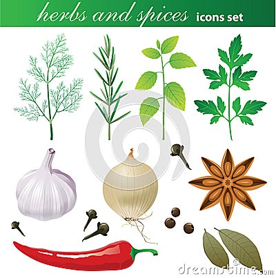 Herbs and spices set Vector Illustration