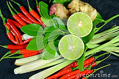 Herbs for Thai Spicy Lemongrass Soup. Stock Photo