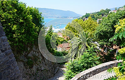 Herceg Novi - coastal town in Montenegro located at the entrance Stock Photo