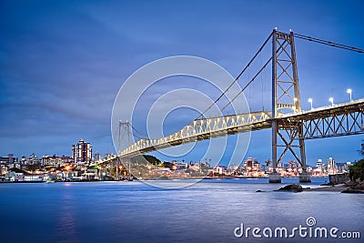 Hercilio Luz Bridge & Dawn Stock Photo