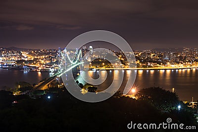 The Hercilio Luz Bridge at night, Florianopolis, Brazil. Stock Photo