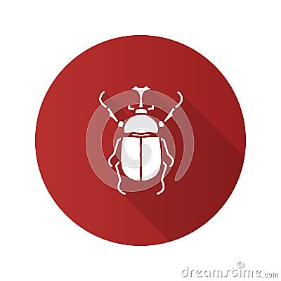 Hercules beetle flat design long shadow glyph icons set Vector Illustration