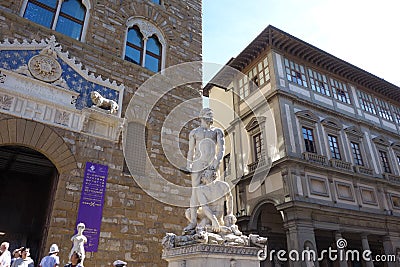 Hercules and Cacus by Baccio Bandinelli, Piazza della Signoria, Florence Editorial Stock Photo