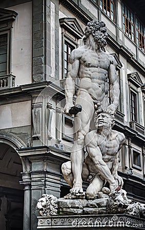Hercules and Cacus statue in hdr Stock Photo
