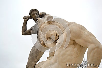 Hercules and Minotaur statue in Tuileries garden Stock Photo