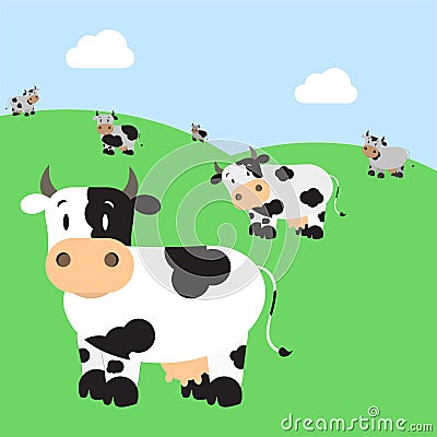 Herd of cattle Vector Illustration