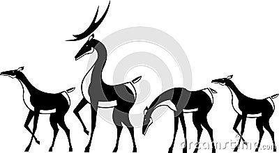 Herd of deer Vector Illustration