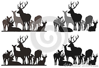 Herd of deer Vector Illustration