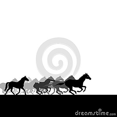 Herd of horses Vector Illustration