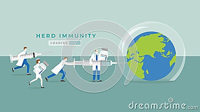 Herd immunity concept as virus protects bubble cover on earth Vector Illustration