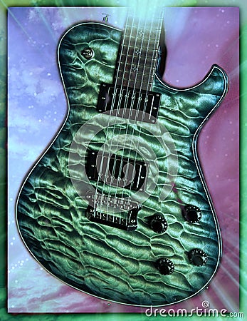 Electric Guitar Quilted Maple - Colorful, artsy, fantasy Stock Photo