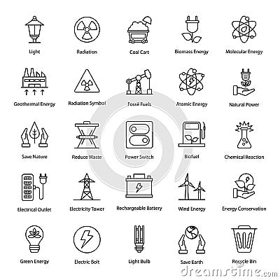 Power line Icons Pack Stock Photo