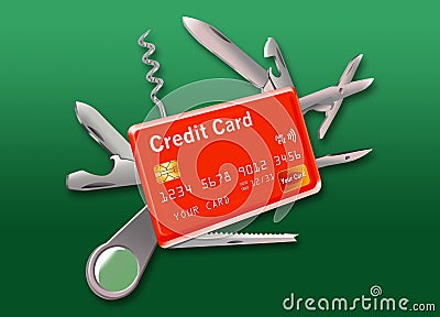 Here is a credit card that has blades and tools like a Swiss army knife Editorial Stock Photo