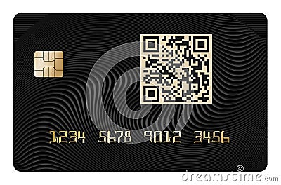 Here is a generic QR credit card. A QR credit card is a card that contains a QR code, or quick response code Cartoon Illustration