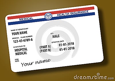 Mock federal government Medicare Health Insurance card Stock Photo