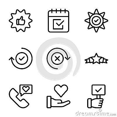 Emotional Opinion and Checklist line Icons Pack Vector Illustration