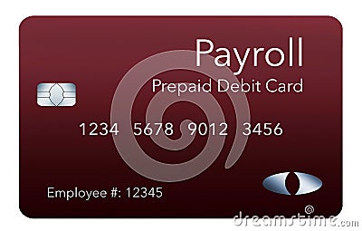 Here is a payroll debit card. It is a pre-paid debit card used to pay employees their payroll wages. Cartoon Illustration