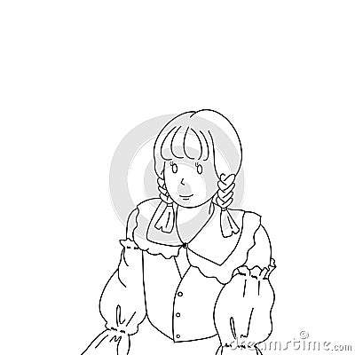 Here's an outline of a girl. Vector Illustration