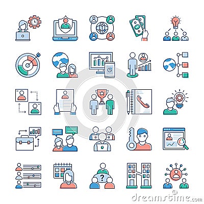 Business And Jobs Icons Set Vector Illustration