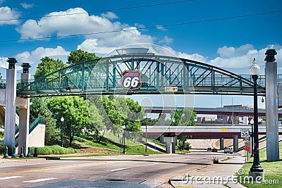Big and Historic Route 66 Sign at as you enter Tulsa, Oklahoma - Americana Stock Photo