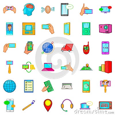 Hereafter icons set, cartoon style Vector Illustration