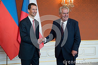 Hereditary Prince Alois and Milos Zeman Editorial Stock Photo