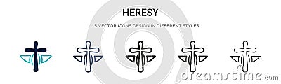 Heresy icon in filled, thin line, outline and stroke style. Vector illustration of two colored and black heresy vector icons Vector Illustration