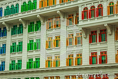 Heritage colourful Windows in Singapore Stock Photo