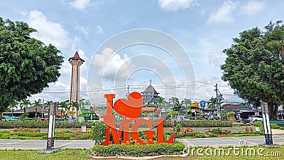 Magelang City, Indonesia - November 2022 : Heritage Magelang Great Mosque in the town square and Public City Park Of Magelang Editorial Stock Photo