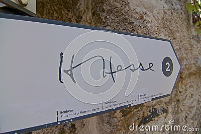 Herman Hesse trail sign Editorial Stock Photo