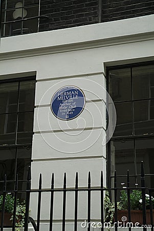Herman Melville Blue Plaque. London, UK. Editorial Stock Photo