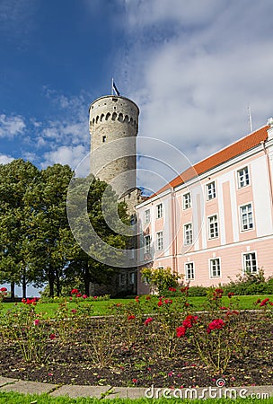 Herman Tower and Parliament building Stock Photo