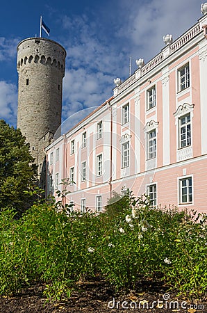 Herman Tower and Parliament building Stock Photo