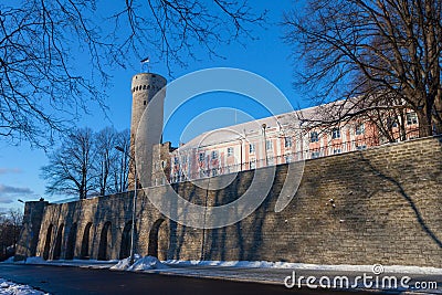 Herman Tower and Parliament building. Tallinn, Estonia Stock Photo