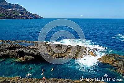 Hermigua natural swimming pool, La Gomera, Canary Island, Spain Editorial Stock Photo