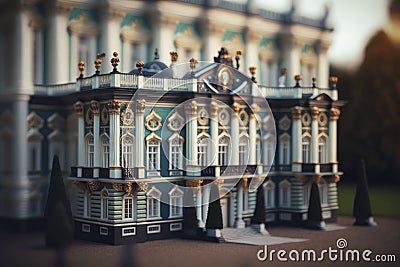 The Hermitage Museum in St. Petersburg, Russia: A Miniature Masterpiece for Scrapbooking. Editorial Stock Photo