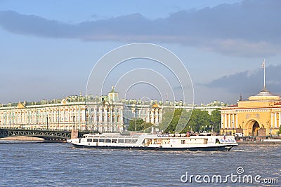 The Hermitage and the Palace bridge. Editorial Stock Photo