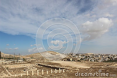 Hermod mountain close to Bethlehem ancient ruins, Palestine Stock Photo