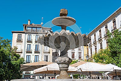 Hermosa fuente de piedra en la plaza nueva de Granada, EspaÃƒÂ±a Stock Photo