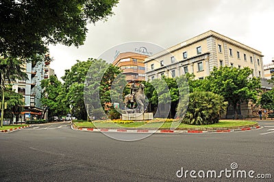 Hernan Cortes square, Caceres, Extremadura, Spain Editorial Stock Photo