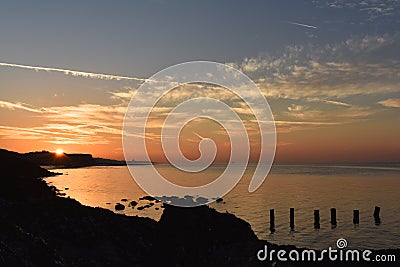 Herne Bay UK at sunset Stock Photo