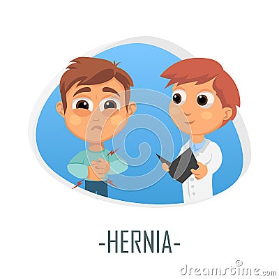 Hernia medical concept. Vector illustration. Cartoon Illustration