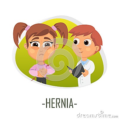 Hernia medical concept. Vector illustration. Cartoon Illustration