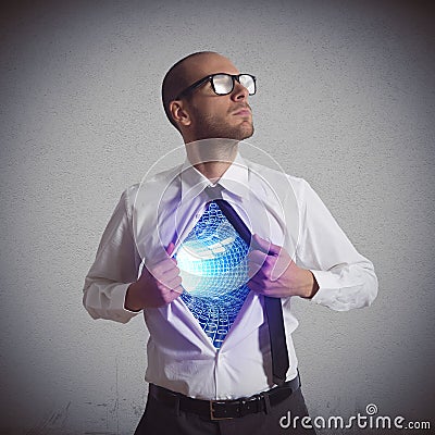 Hero of cyberspace Stock Photo