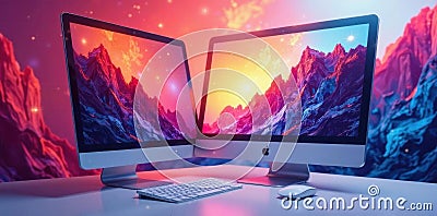 Hero image showcasing responsive website design, interface, innovation Stock Photo