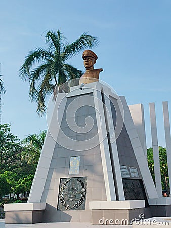 Hero monument in the middle of the city park Editorial Stock Photo