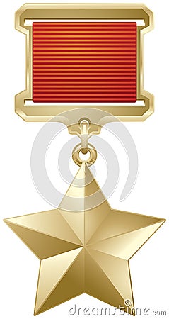 Hero of the Soviet Union Gold star medal Vector Illustration