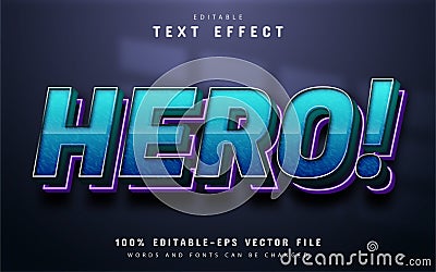 Hero text, blue gradient text effect Vector Illustration