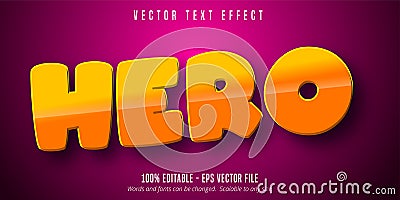 Hero text, cartoon style editable text effect Vector Illustration