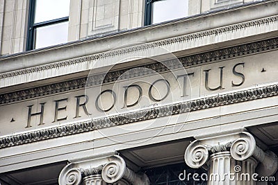 Herodotus Columbia university library inscription detail Stock Photo